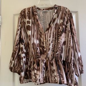 NY&CO ANINAL PRINT PEPLUM TOP SZ XL